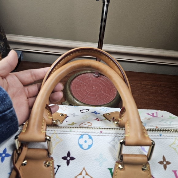 Auth Louis Vuitton Speedy 30 Multicolor White Satchel Handbag - Picture 4 of 15